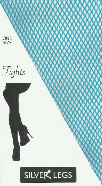 Silver Legs Neon Turquoise Fishnet Tights