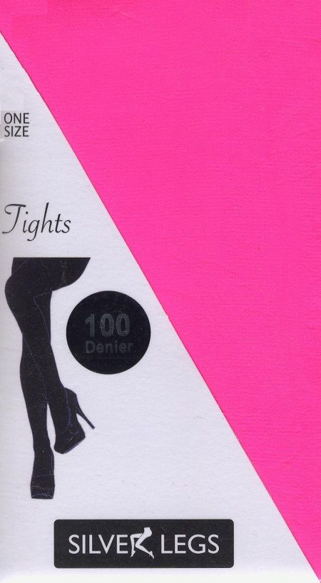Silver Legs 100 Denier Opaque Tights in Fluorescent Pink