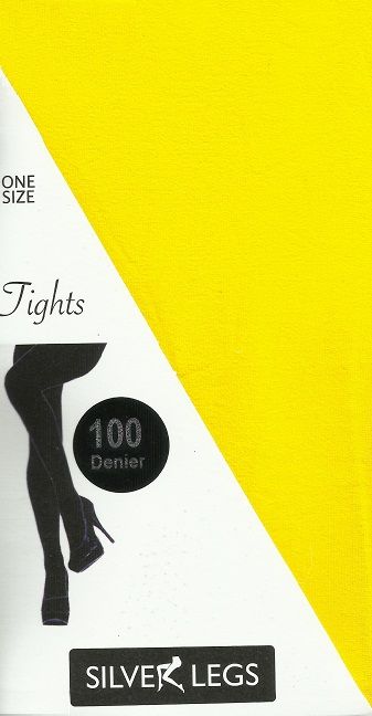 Silver Legs 100 Denier Opaque Tights in Neon Yellow