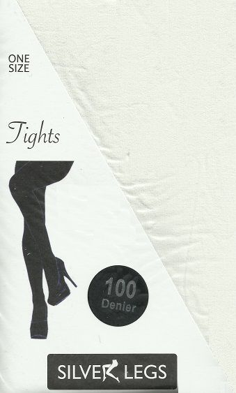 Silver Legs 100 Denier Opaque Tights in White