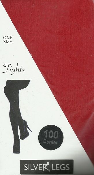 Silver Legs 100 Denier Opaque Tights in Red