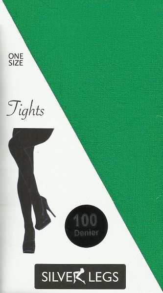 Silver Legs 100 Denier Opaque Tights in Emerald Green