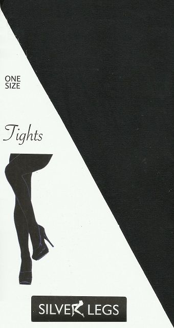 Silver Legs 100 Denier Opaque Tights in Black