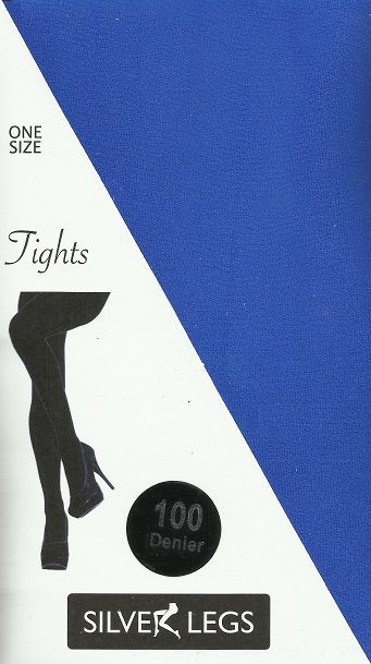 Silver Legs 100 Denier Opaque Tights in Royal Blue