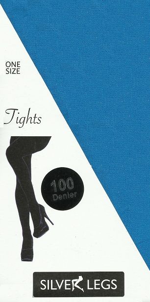 Silver Legs 100 Denier Opaque Tights in Kingfisher
