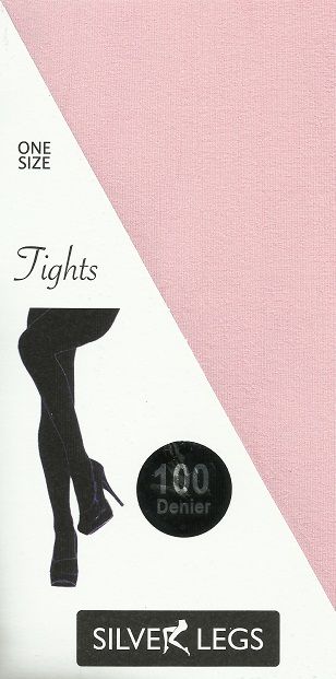 Silver Legs 100 Denier Opaque Tights in Baby Pink
