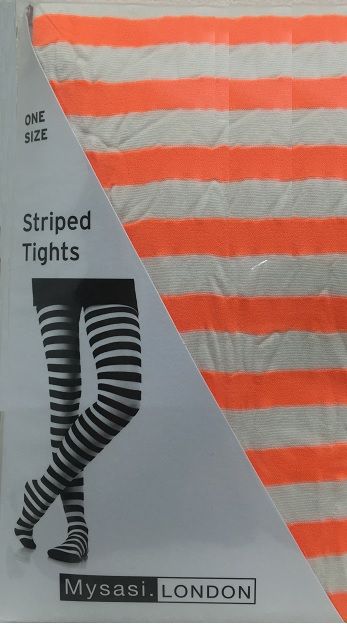 Mysasi Orange and White Striped Tights