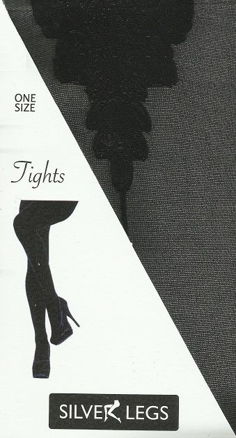 Silver Legs Black Seamed Tights with Stiletto Heal One Size