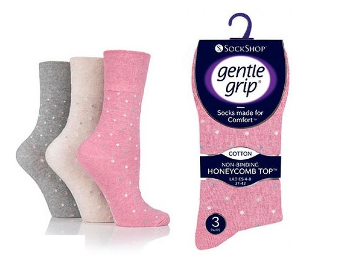 6 pairs of Ladies Gentle Grip Dot Socks
