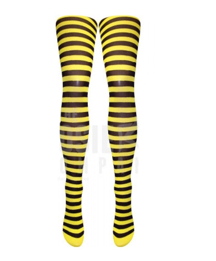 Mysasi Black and Yellow Striped Tights One Size