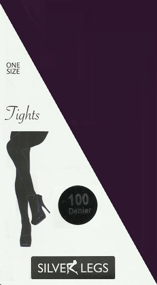 Silver Legs 100 Denier Opaque Tights in Damson