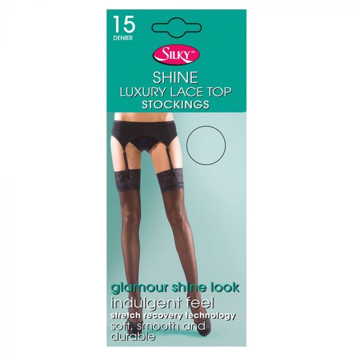 Silky 15 Denier Shine Lace Top Stockings