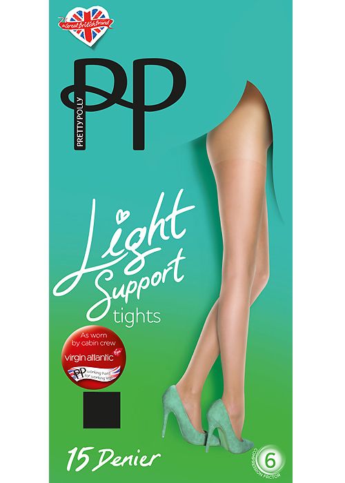 Pretty Polly Light Support Tights in Barely Black