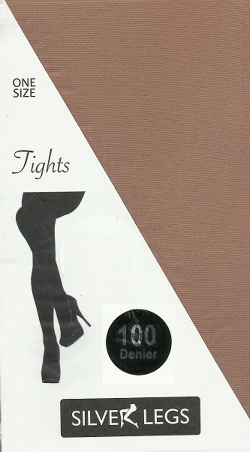Silver Legs 100 Denier Opaque Tights in Natural