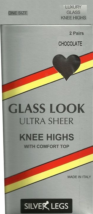 Silver Legs Glass Look Knee Highs in Chocolate