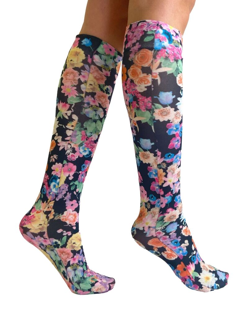 Pamela Mann Midnight Garden Printed Knee Highs