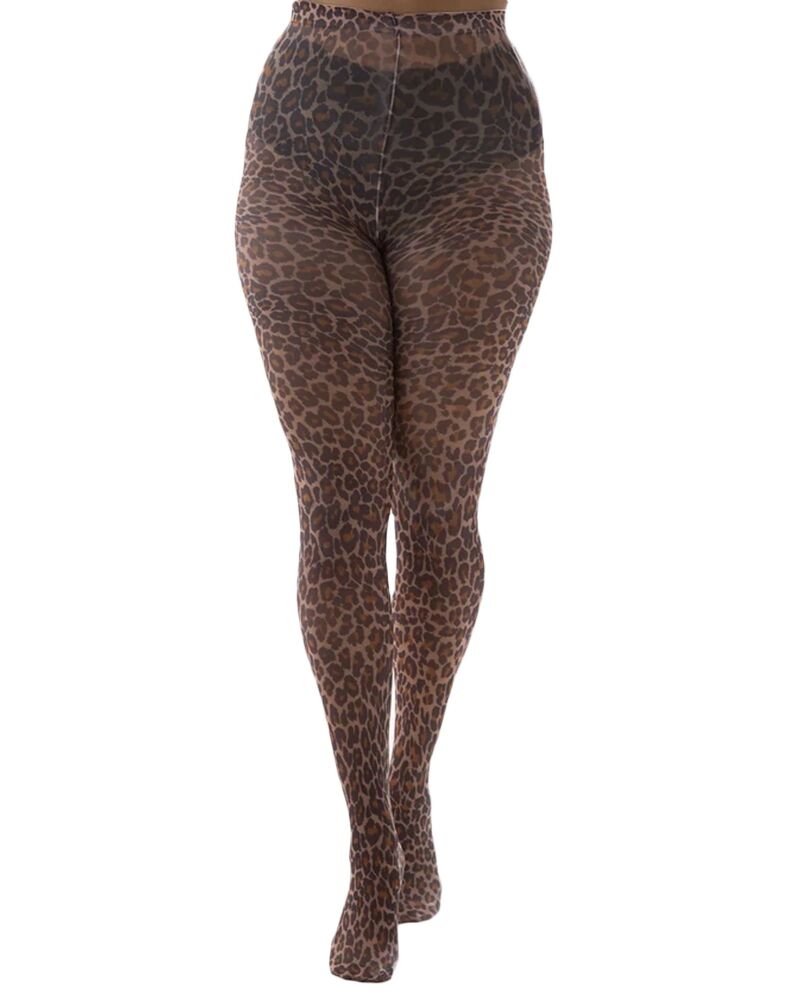 Pamela Mann Leopard Printed Tights in Natural