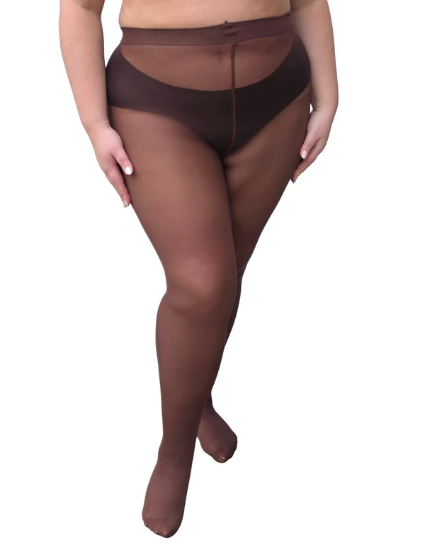 Pamela Mann 50 Denier Opaque Curvy Super Stretch Tights in Chicory Coffee