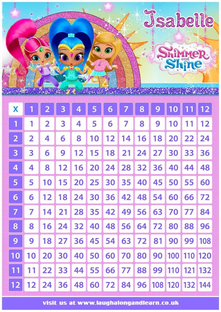 ✩ Personalised Shimmer & Shine Times Tables eBOOK