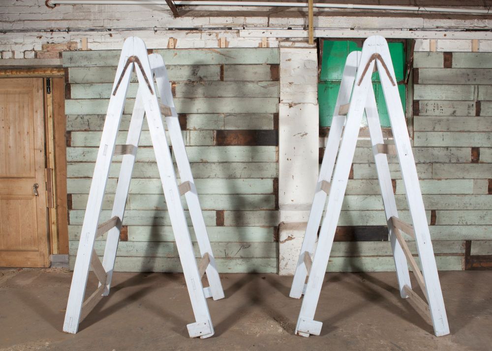 Pair of Blue Wooden ladders