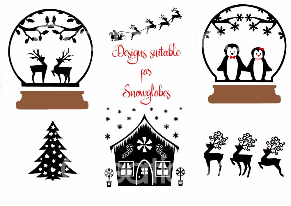 Set of 6 Designs suitable for Snowglobes