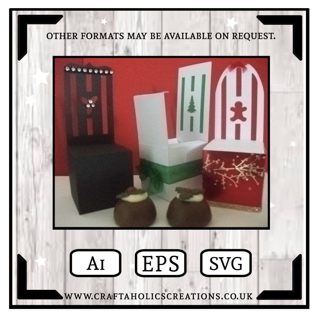 Set of 3 Christmas Favour Chair Boxes