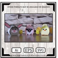 Set of 3 Easter Curvy Boxes with FREE Bunny Faces 
