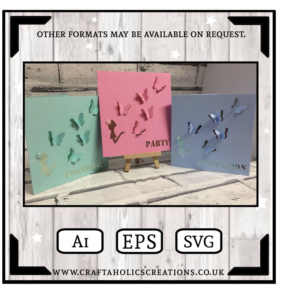 Set of 3 Butterfly Cards plus an exclusive!