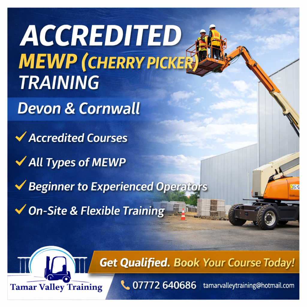 Mewp Cherry Picker, Scissor Lift, Vehicle Mounted Boom Training In Devon and Cornwall