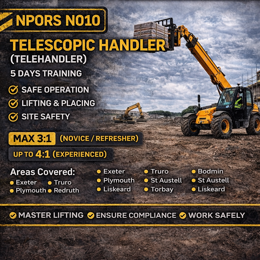 N010 Telescopic Handler (Telehandler)NPORS training/ Devon and Cornwall
