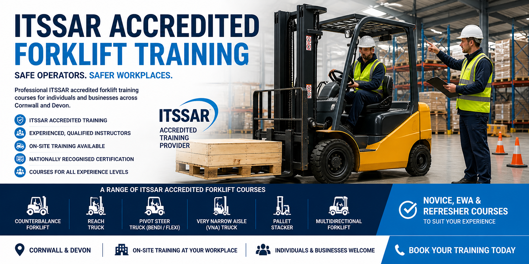 ITSSAR accredited forklift training in Devon and Cornwall