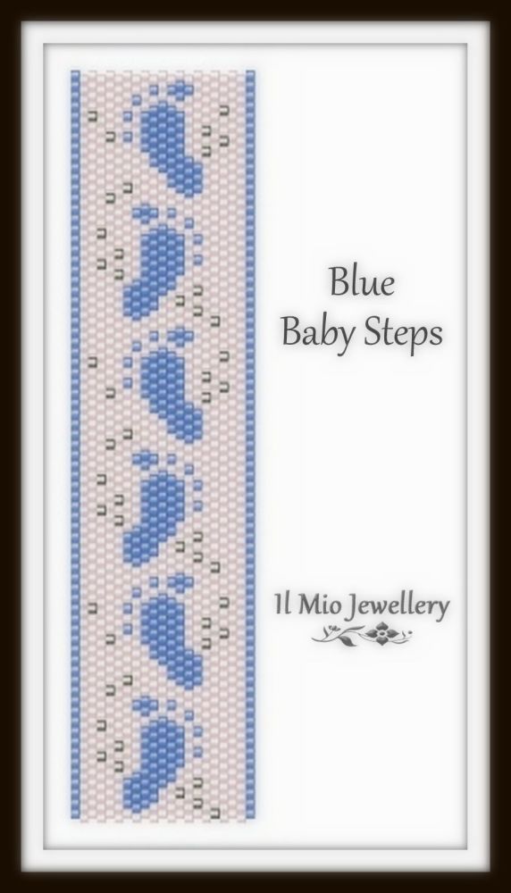 ''Blue Baby Steps'' flat peyote cuff pattern