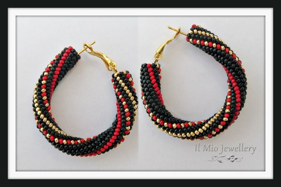 Black ribbon peytwist hoop earrings pattern