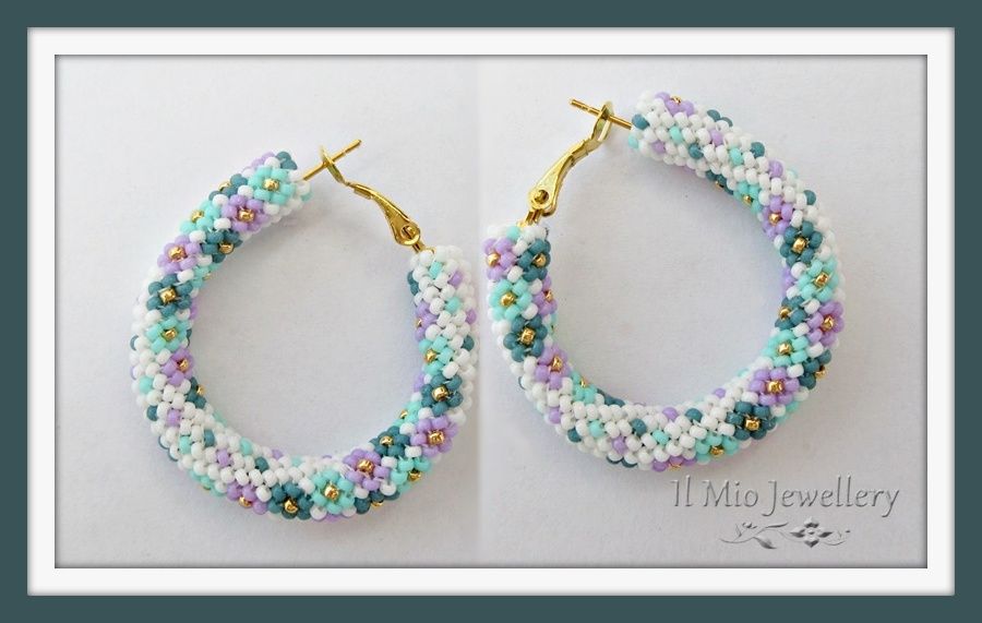 Pretty flowers peytwist hoop earrings pattern