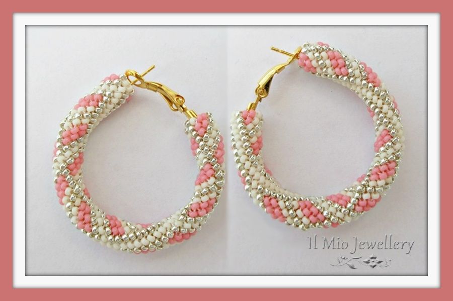 Pink tartan peytwist hoop earrings pattern