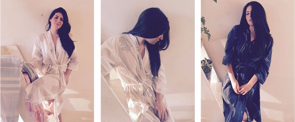 Light Cotton Kimono Robes | 100% organic cotton hand printed robes