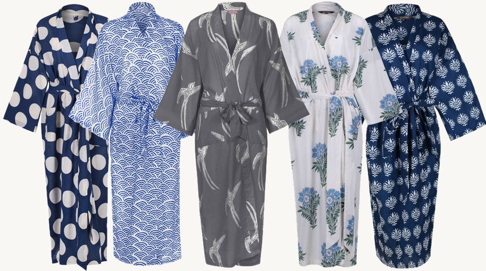 Cotton Kimono Robes | Hand-Printed 