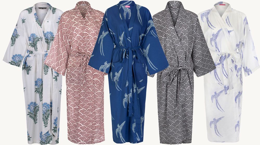 cotton kimono style dressing gown