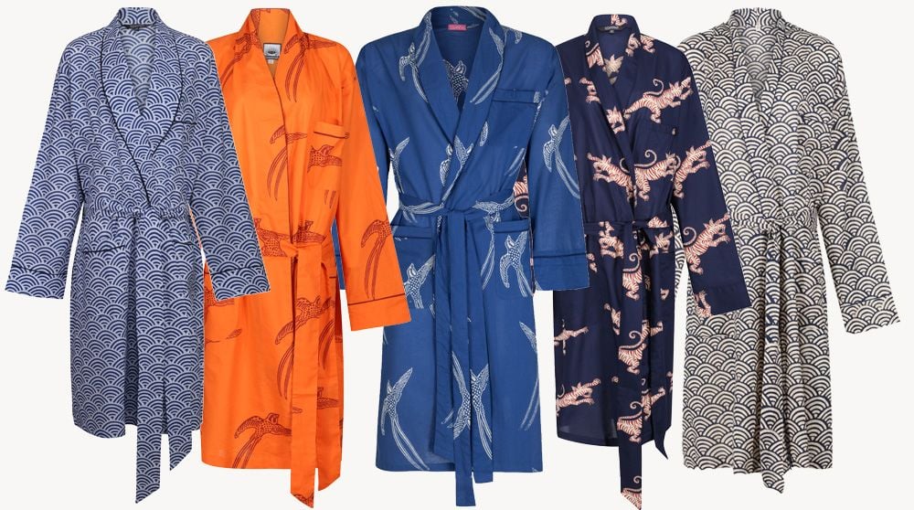 Susannah Cotton Men's Kimono Robe Dressing Gowns