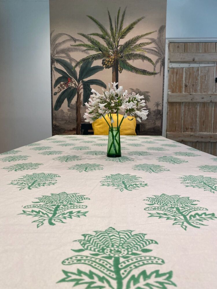 Susannah Cotton Throw - Tiger Flower Emerald