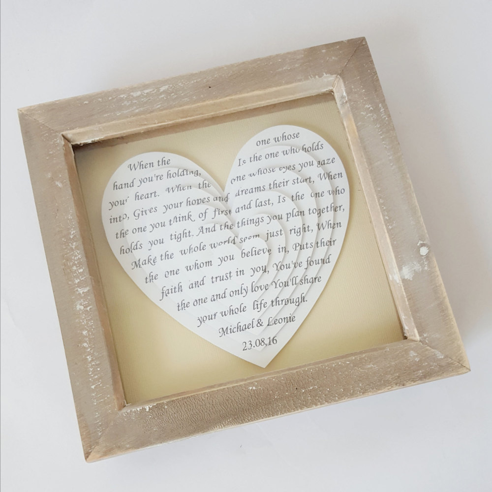 song lyrics framed vows framed poem anniversary  gift  