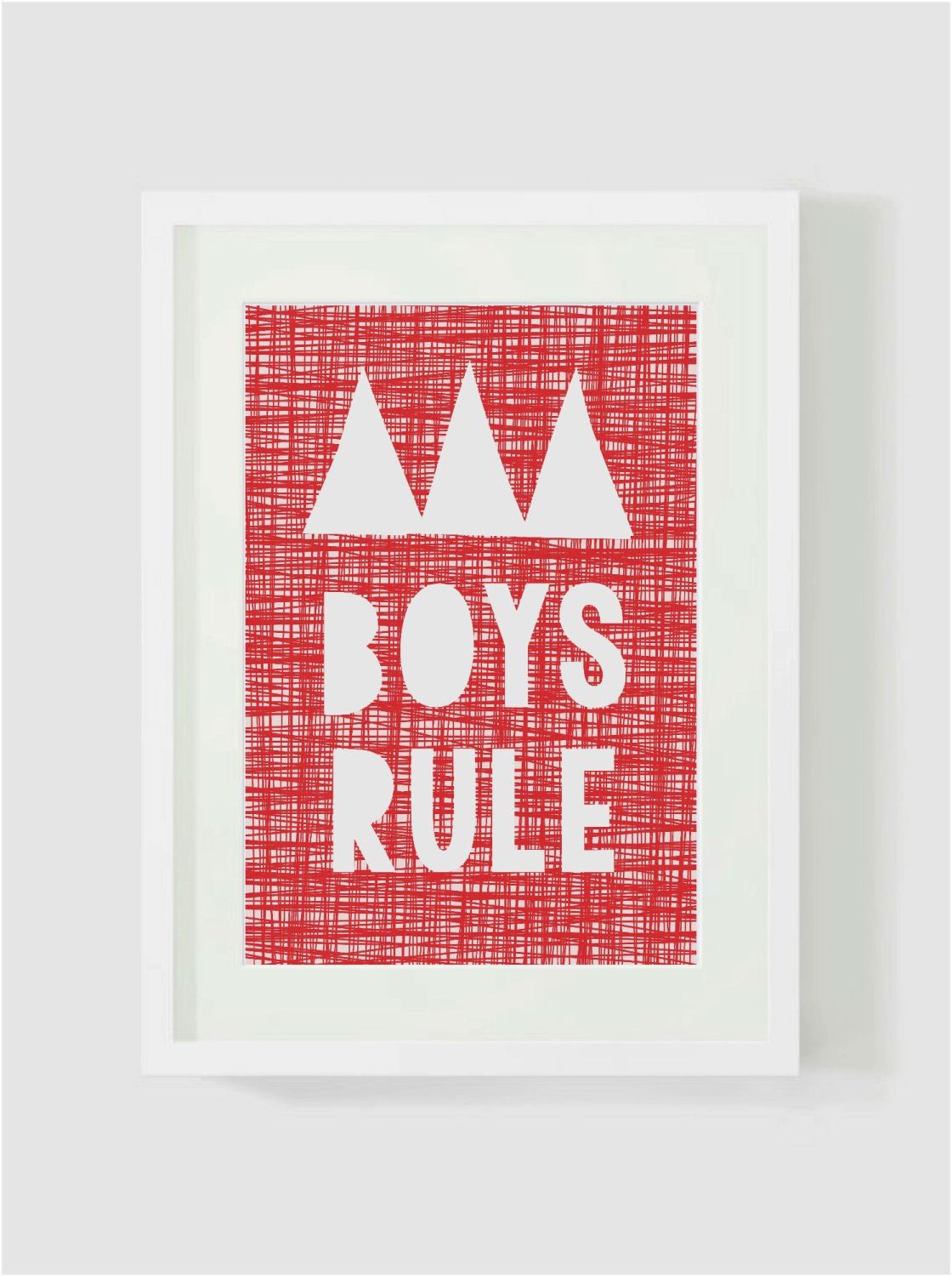 'BOYS RULE' red and white Print, kids wall art, baby nursery wall, bedroom