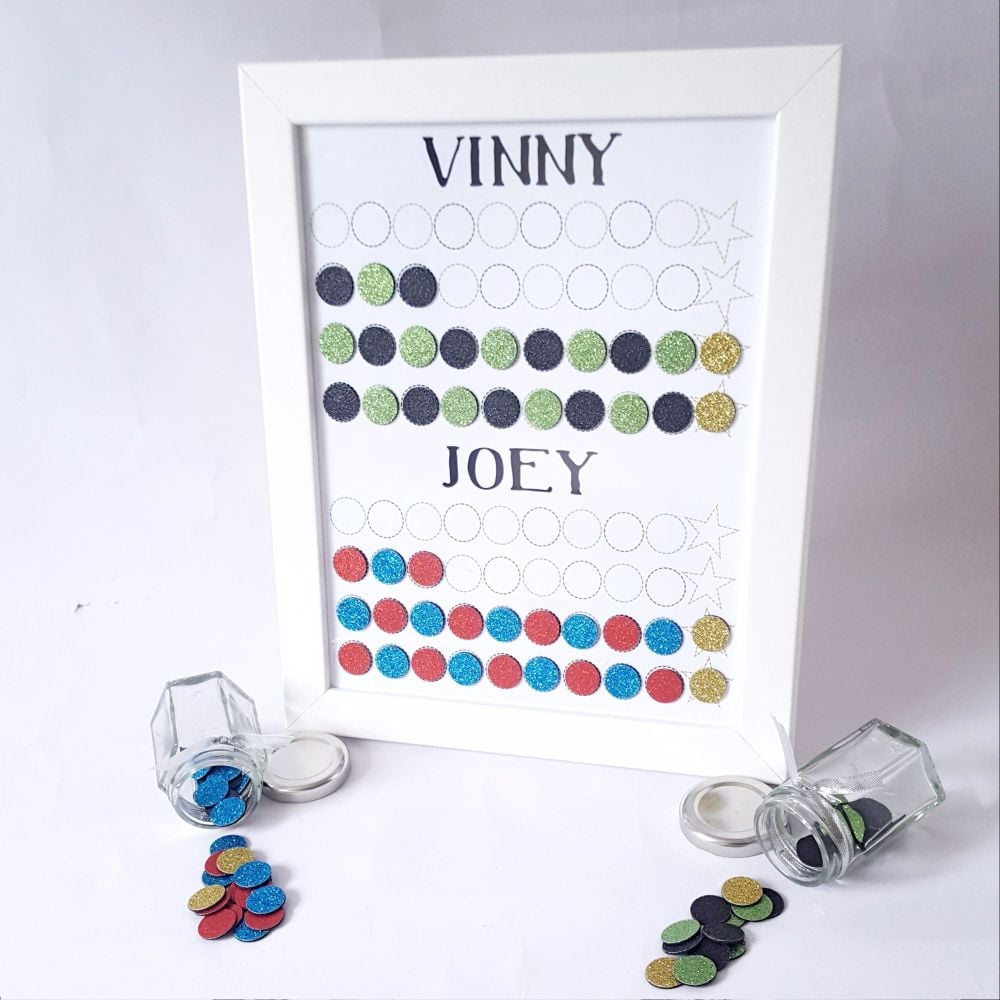 Boys Magnet Chore and Behaviour Reward Chart, designed for 2 children, grea