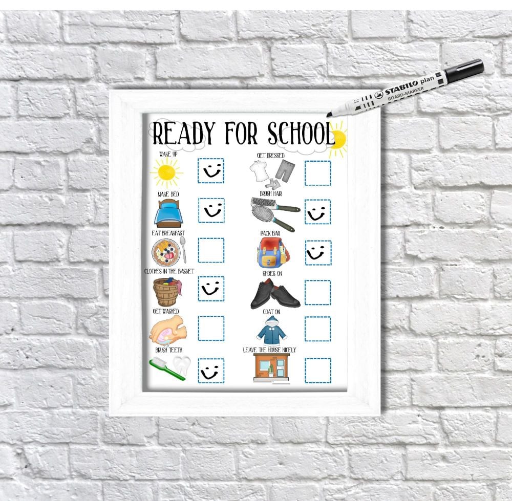 Ready for school, daily Planner, with pictures, Boys visual schedule, Morni