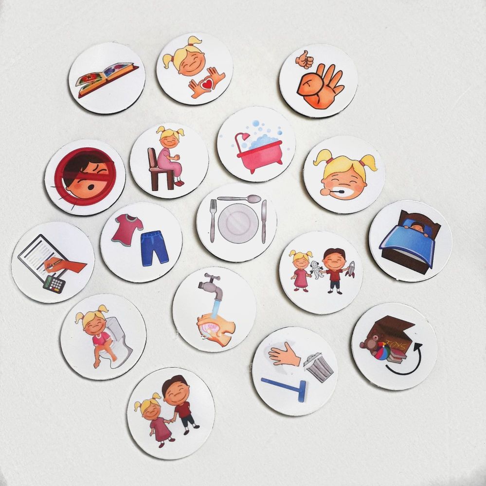 15 Kids Custom Magnets, with Pictures, Routine Chart, Chore Chart, Behaviour Tokens