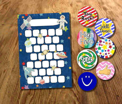 Star chart, Space Reward Chart, Behaviour Chart, Sticker Chart