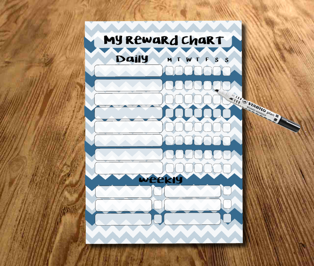 Navy Blue Star chart, Chore chart, My daily responsibilities, kids Reward Chart, kids routine chart