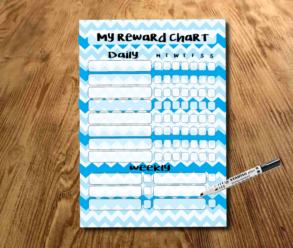 Blue Star chart, Chore chart, My daily responsibilities, kids Reward Chart,