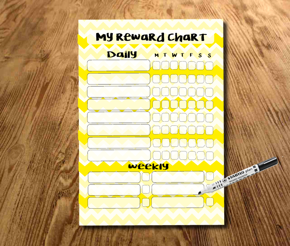 Yellow Star chart, Chore chart, My daily responsibilities, kids Reward Char