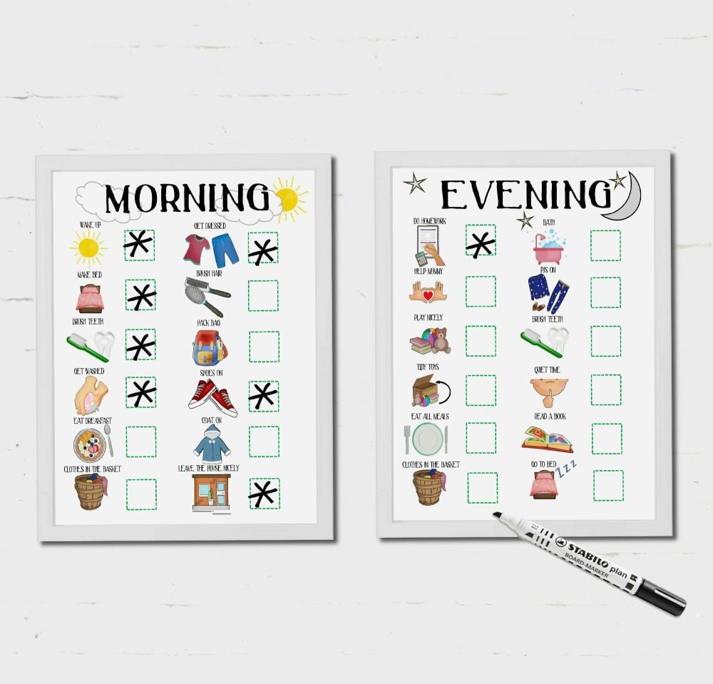 Kids Morning Routine, Kids Evening Routine, Bed time routine, Daily Planner
